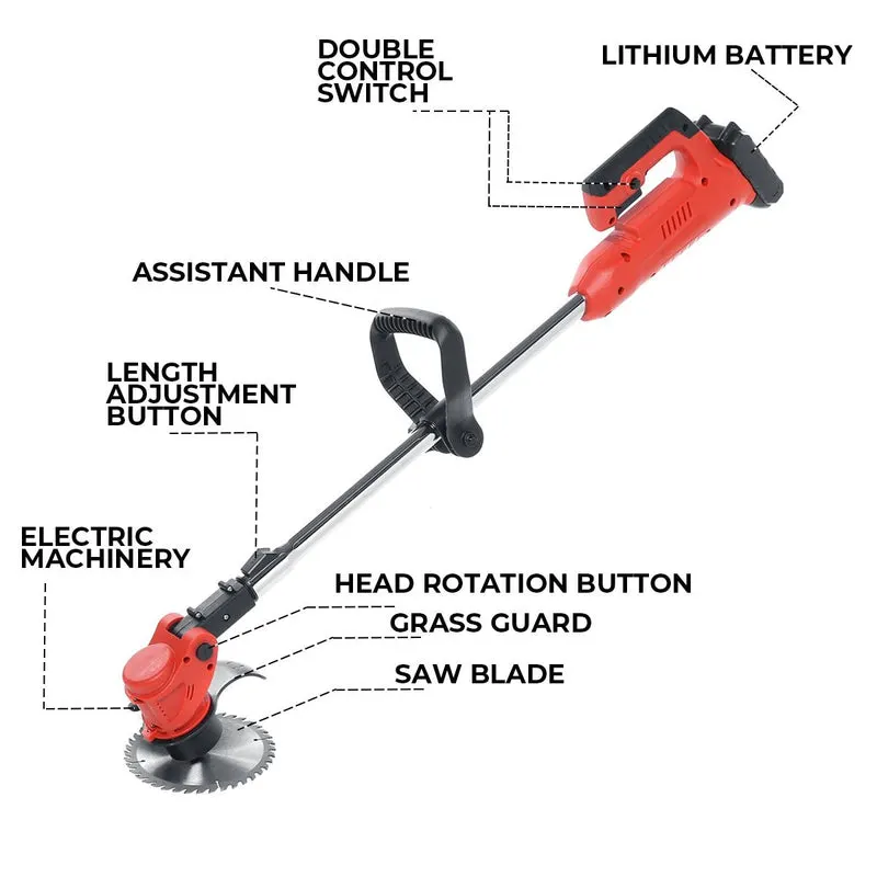 21V Electric Lawn Mower Rechargeable Small Household Lawn Mower Handheld Electric Lawn Garden Lawn Mower Rechargeable Cordless Grass Pruning Lawn Tool