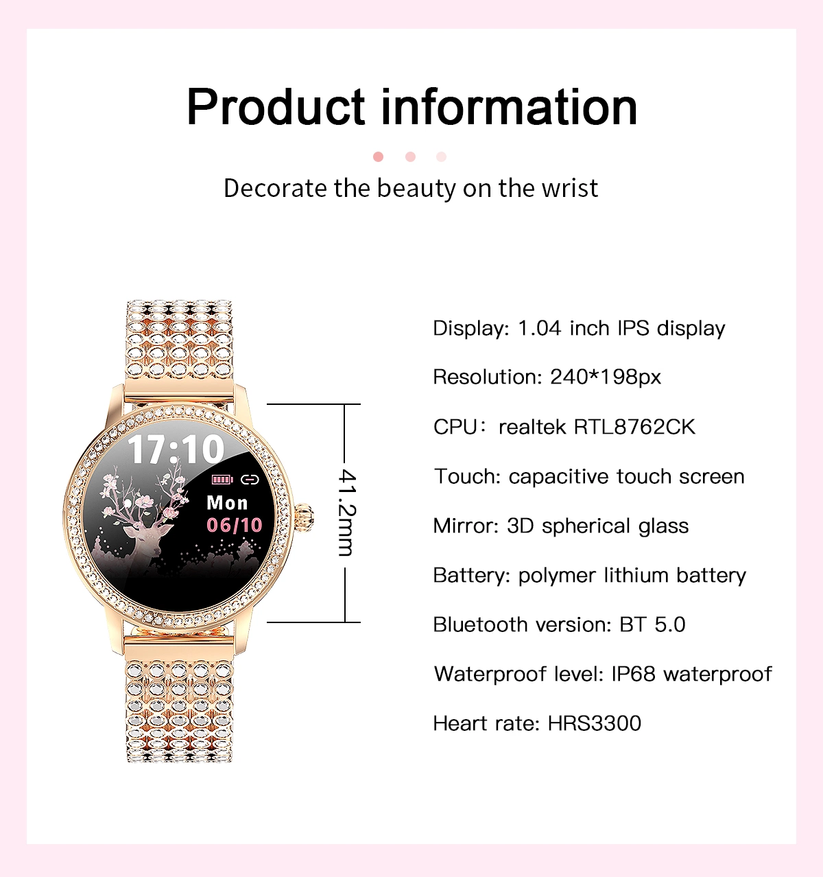 Best Selling Fashion Lw20 Steel Diamond-Studded Gift for Lover Smart Watch for Women