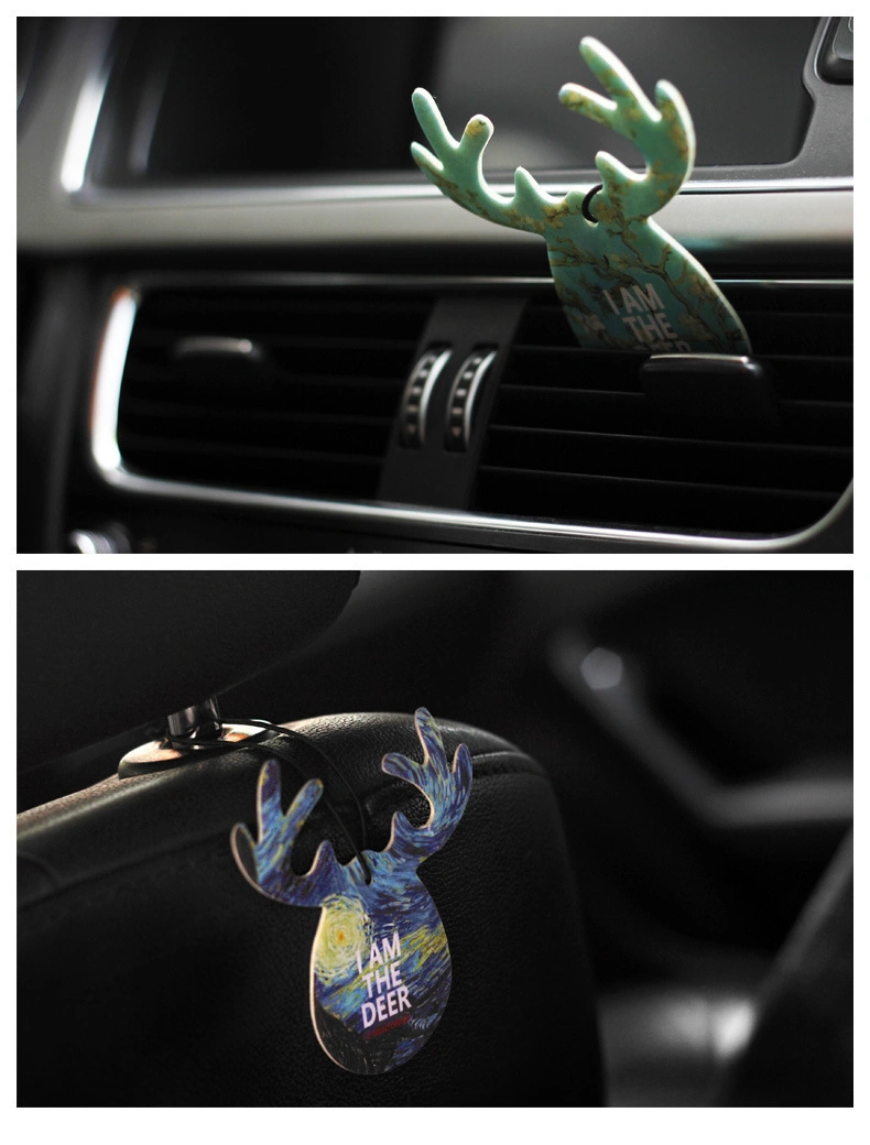 Car Air Freshener Natural Scented Tea Paper Auto Hanging Vanilla Perfume Fragrance Cartoon Car Accessories Interior