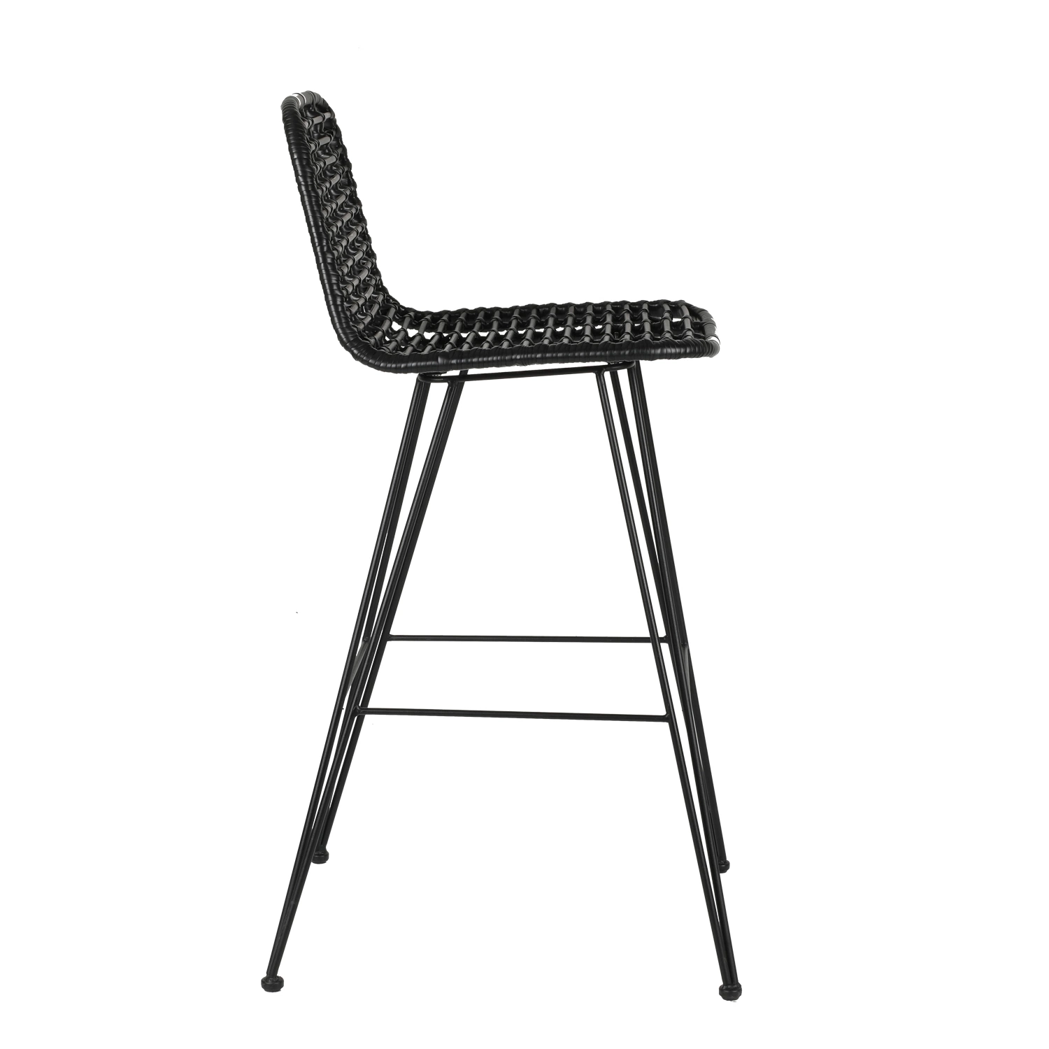 Modern Durable Metal Bar Stool High Bar Rattan Wicker Bistro Chair for Bar