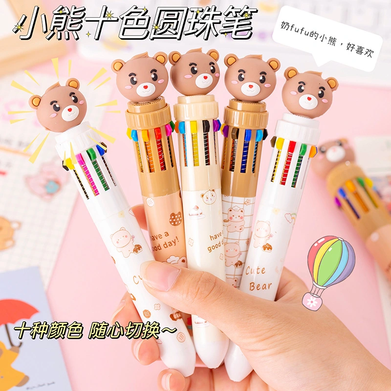 School Stationery Children Cartoon Cute Bear Ballpoint Pen 10 Colors