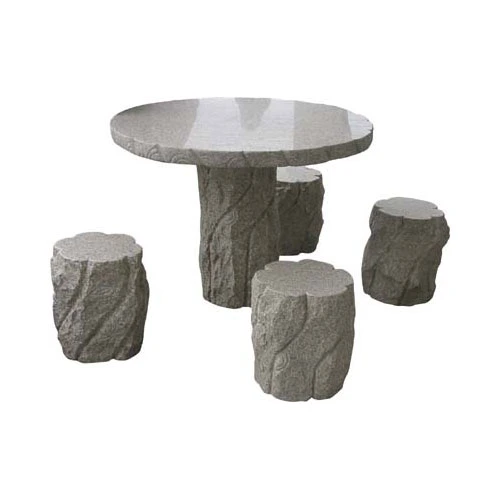 Outdoor Granite Stone Table Chairs Fine Workmanship Garden Ornaments