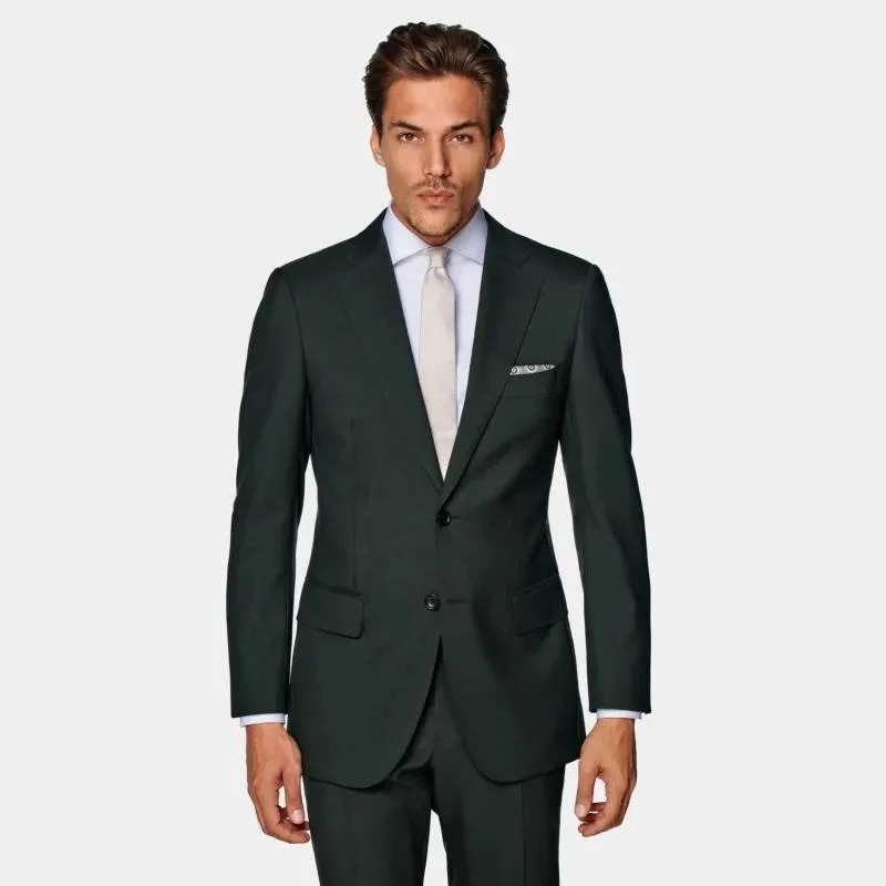 OEM Vert foncé S120 Wool pour Homme deux combinaisons droite pour hommes d'affaires et de loisirs.