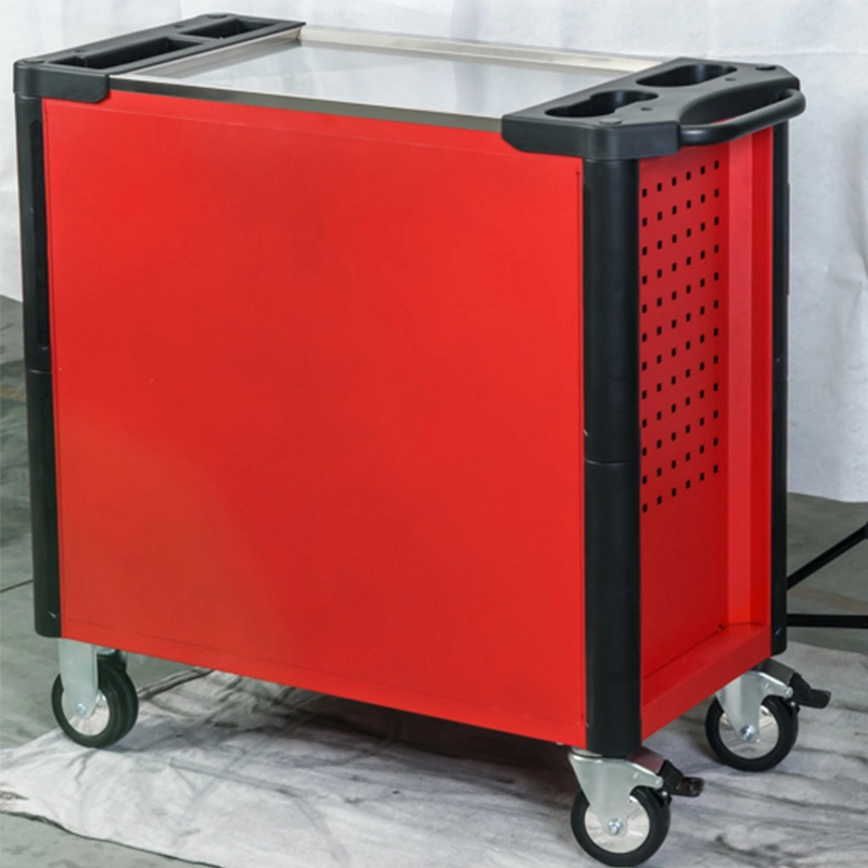 Metal Tool Trolley with Stainless Steel Working Top and Side Holes