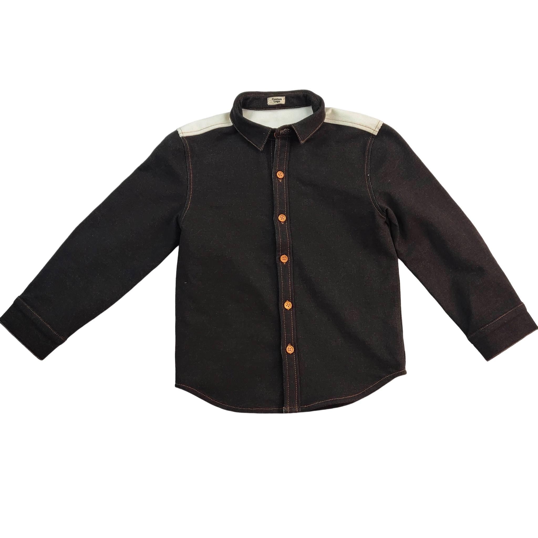 Premium Boy Demin Custom Clothing Cotton Children Jacket Button up Long Sleeve Shirt Spring Apparel Clothes Garment Design Embroidery Patch Brand Logo Price