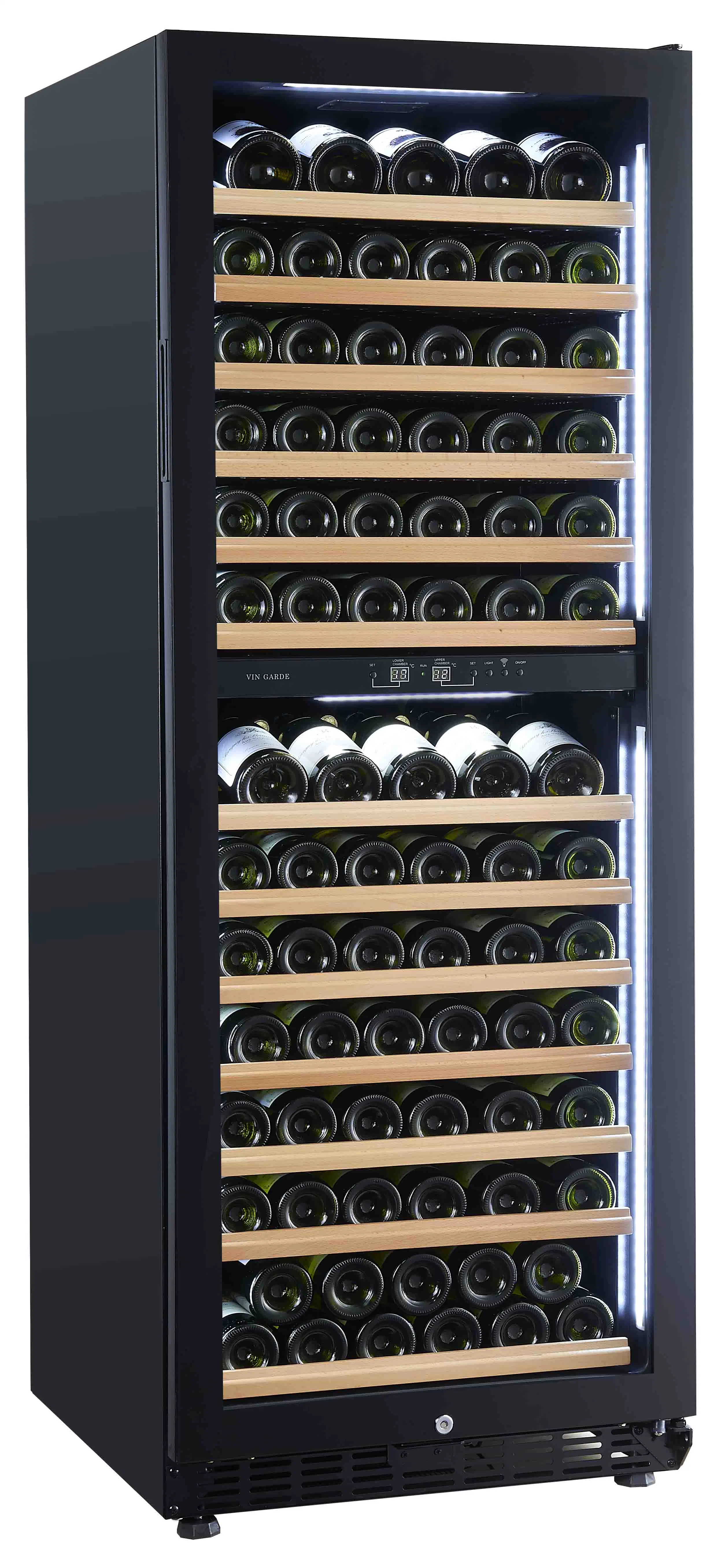 138 Bottle Dual Zone Freestanding Wine Cellar with White Side LED Light