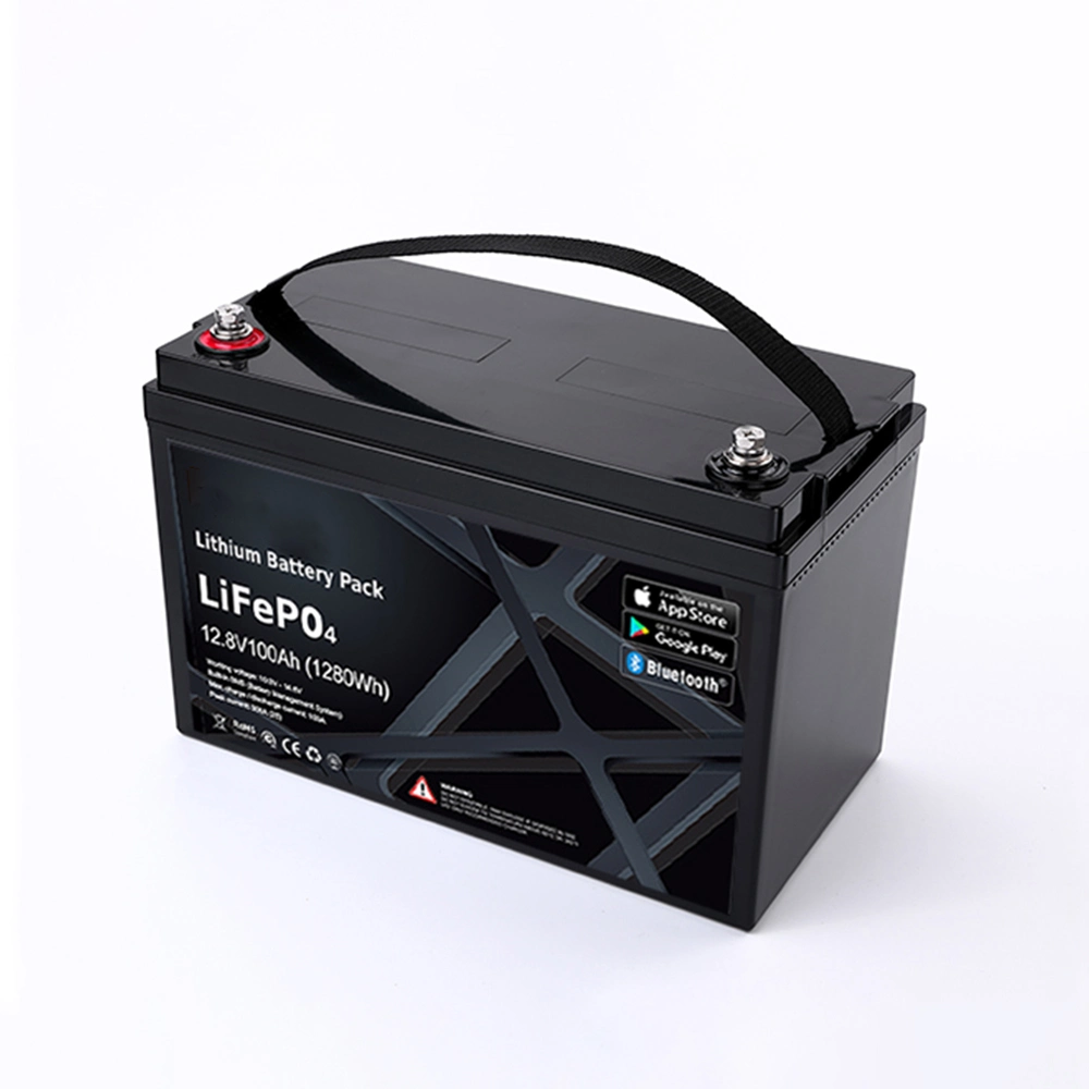 LiFePO4 12,8V 100Ah Wiederaufladbarer Tiefzyklus-Akku der neuen Klasse Eine wasserdichte Bluetooth Lithium Eisen Phosphat Energy 1280wh