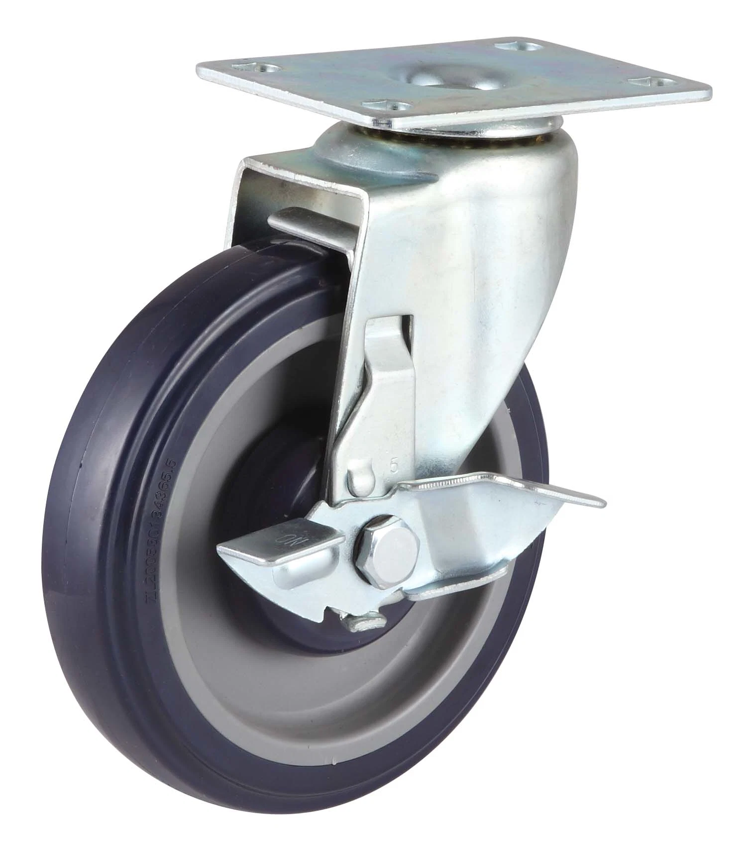 Medium Light Duty PU Supermarket Caster Side Brake