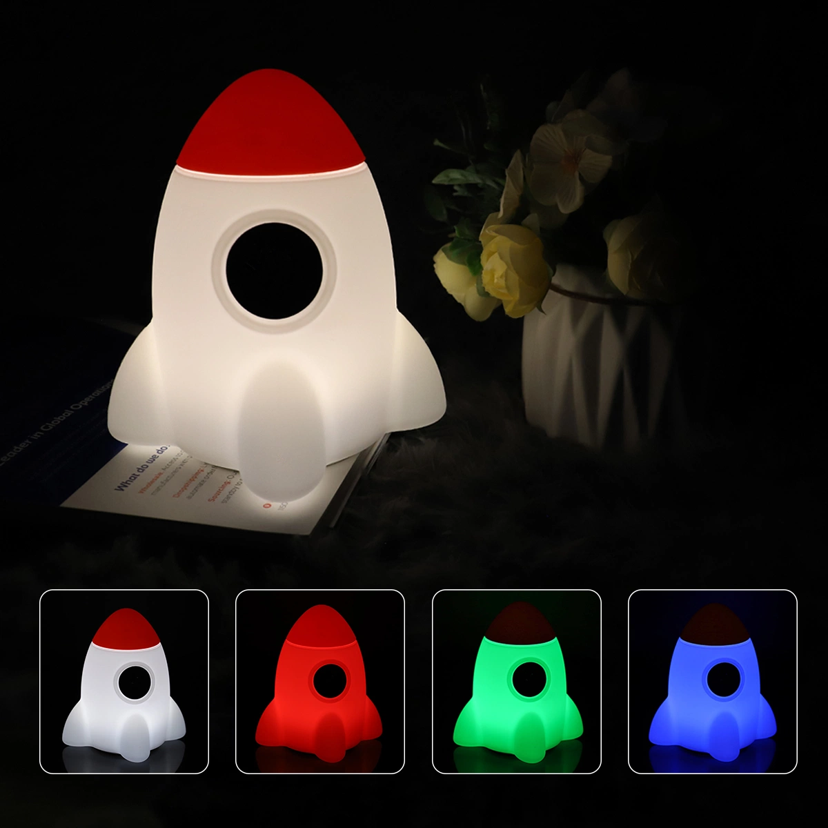 China Design Supply Children Rocket Night Light RGB Hand Touch Function Lighting