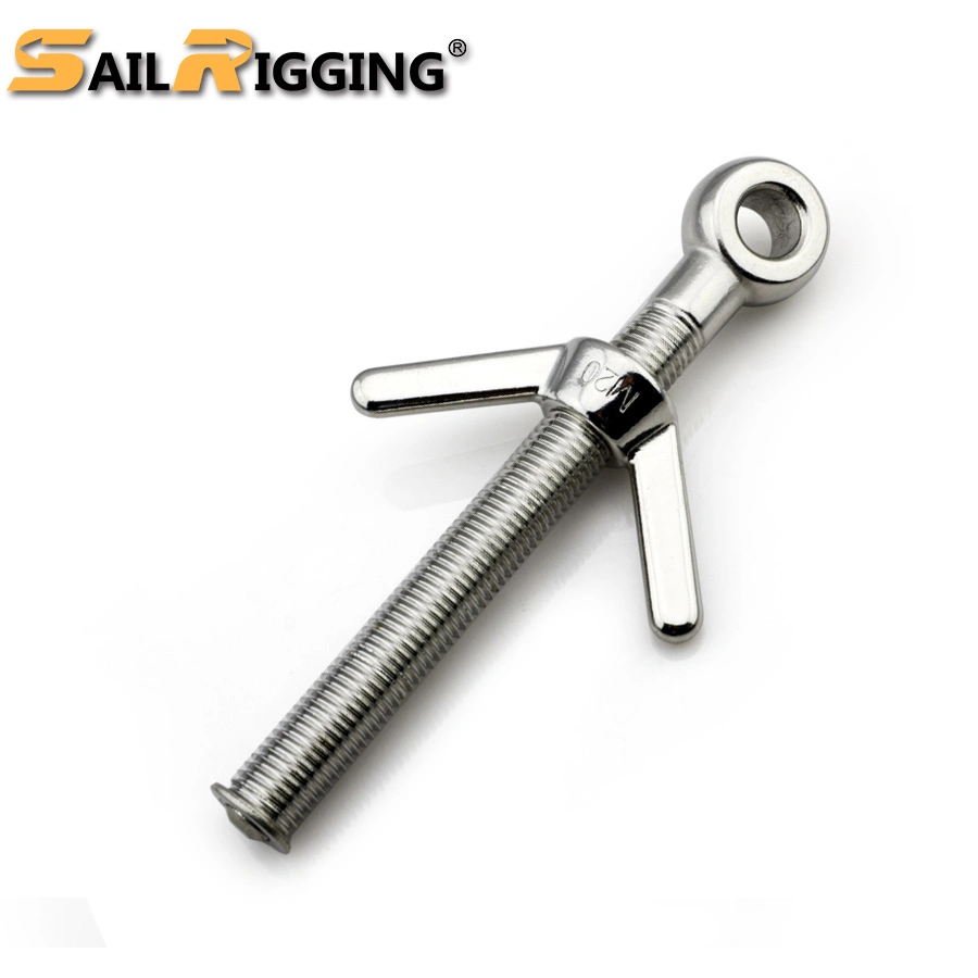 Stainless Steel Long Shank Wing Nut Eye Bolt