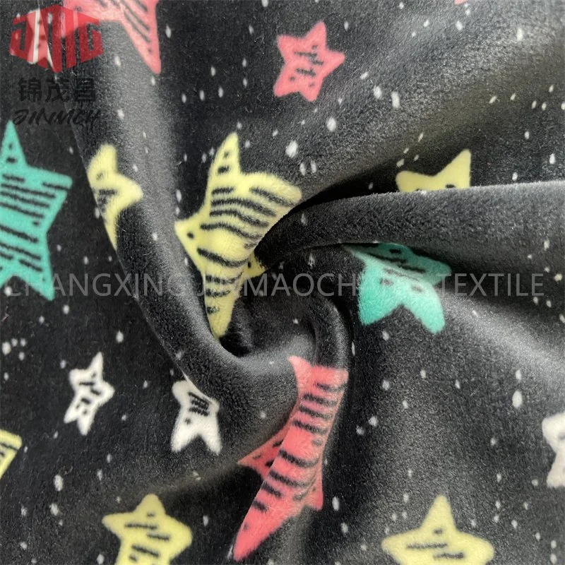 Factory Knitting Fabric 95% Polyester 5% Spandex Printed Super Soft Velboa Fabric Home Textile Pajamas Warm Winter Leggings Stretch