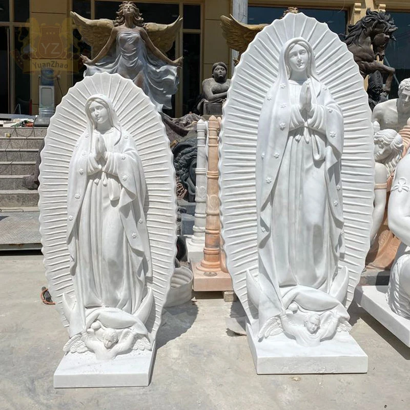 WESTERN religieux Pierre Figure taille de vie de sculpture notre Dame de Statue de marbre de Guadalupe