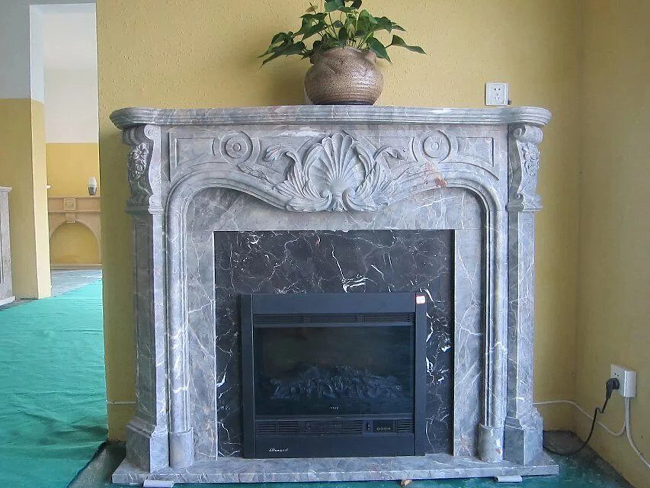 Natural Stone Carving Decorative Fireplace Mantel