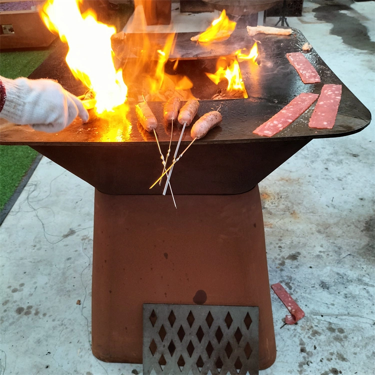 Parrilla a gas y carbón Corten Steel parrilla al aire libre fogata Camping Parrilla Comercial Parrilla Carbón