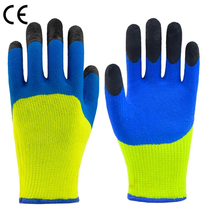 Latex Foam 3/4 Green Blue Coated Terry Liner Thickened Winter Work Gloves