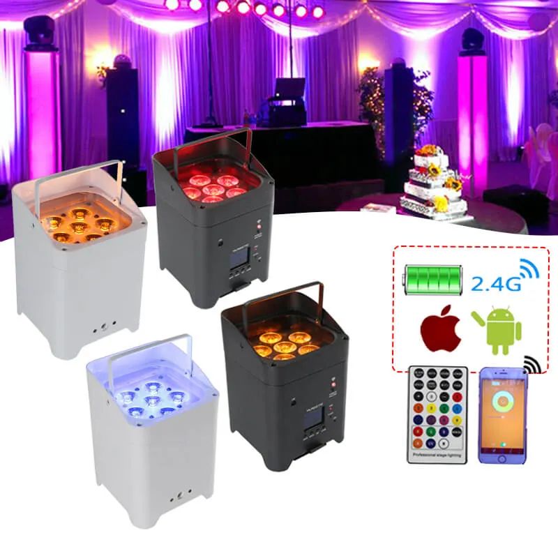 DJ Equipment 6PCS 18W Rgbwauv 6 in 1 Wireless-Batterie Mobiler Projektor Flat PAR CAN LED-Licht