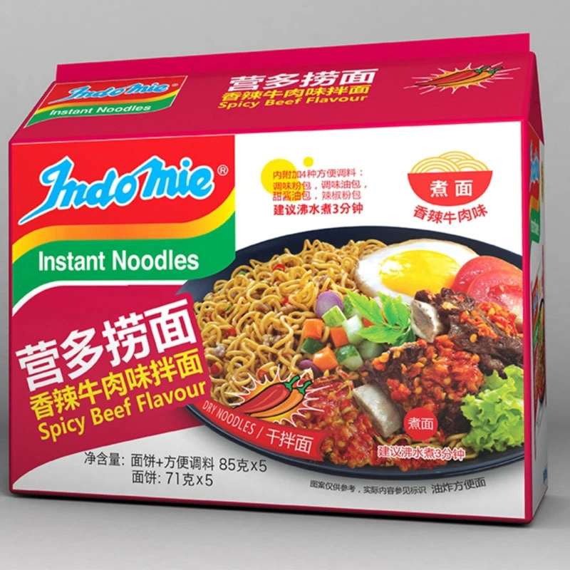 Comercio al por mayor sabor oriental Stir Fried Indomi Halal Mi Goreng Indonesia Bolsa de fideos sopa de fideos instantáneos