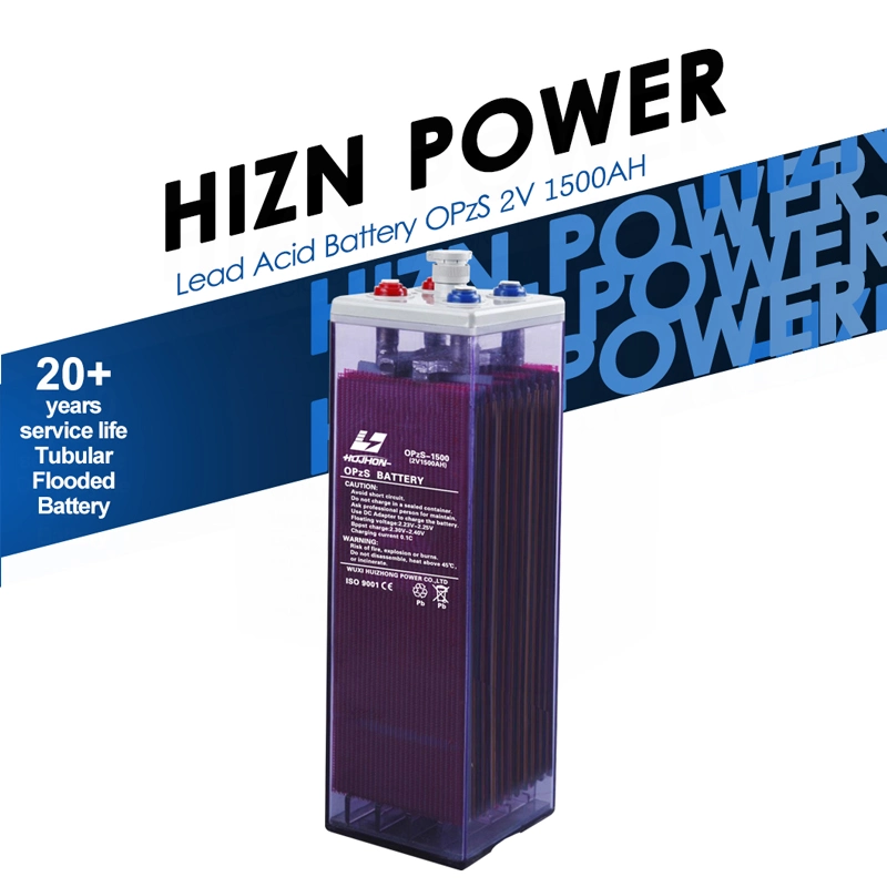 Hizn Power for Solar Energy 2V 1000ah 1200ah 1500ah Tubular Flooded Opzs Solar Storage Battery