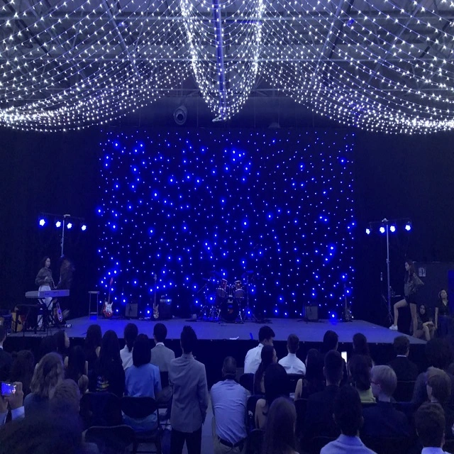 4x4m de ancho de banda estrella rutilante LED decoración cortinas de tela por parte de antecedentes de eventos