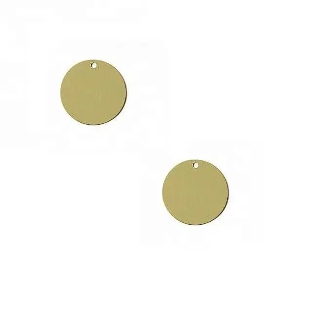 Customize Stamped Solid Brass Stamping Round Blanks with Hole Disk Tag Pendants