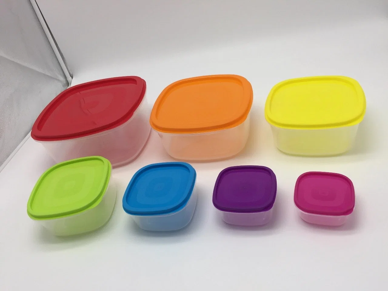 Lock and Stock Multi Size Rainbow Square Set of Storage Food Containers with Lids/Plastic Food Container