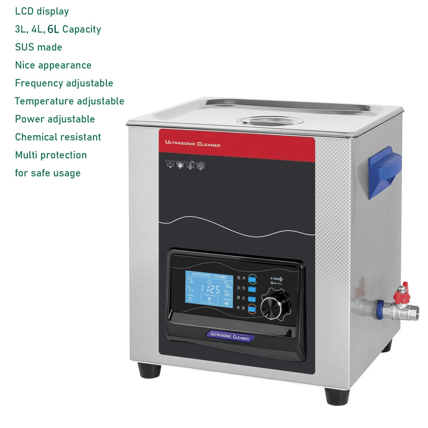 10L 14L Medium Dual Frequency Liquid Crystal Intelligent Ultrasonic Cleaner