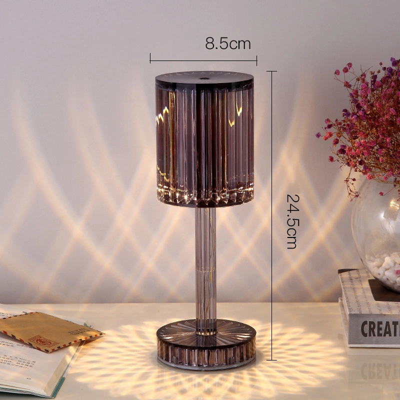 Rechargeable Touch Dimmable Crystal Table Lamp with 3 Dimmable Colors