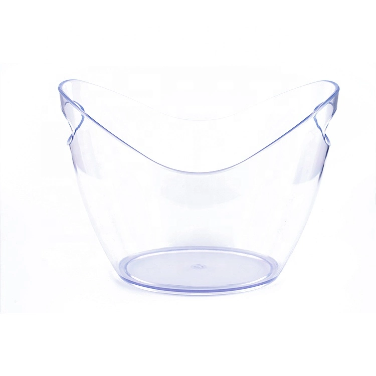 8L Plastic PC Ice Bucket Wine Cooler Champagne Beer Holder for Bars Night Party-Clear