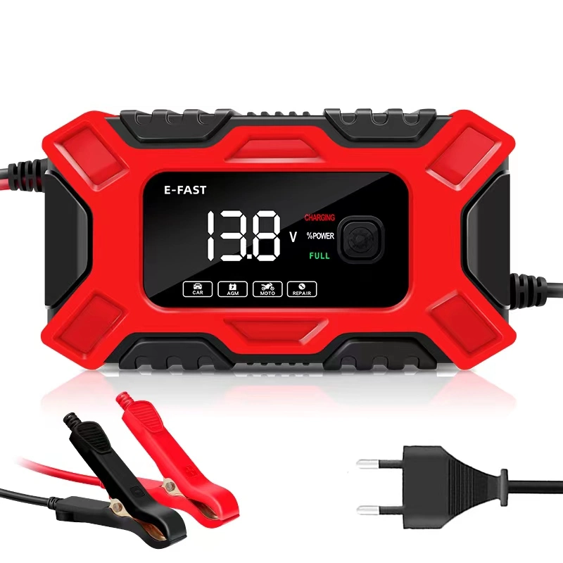 3-ступенчатое зарядное устройство для свинцово-кислотных аккумуляторов E-Fast Digital LCD Display 12 В. Автомобильное зарядное устройство для аккумуляторов 6A