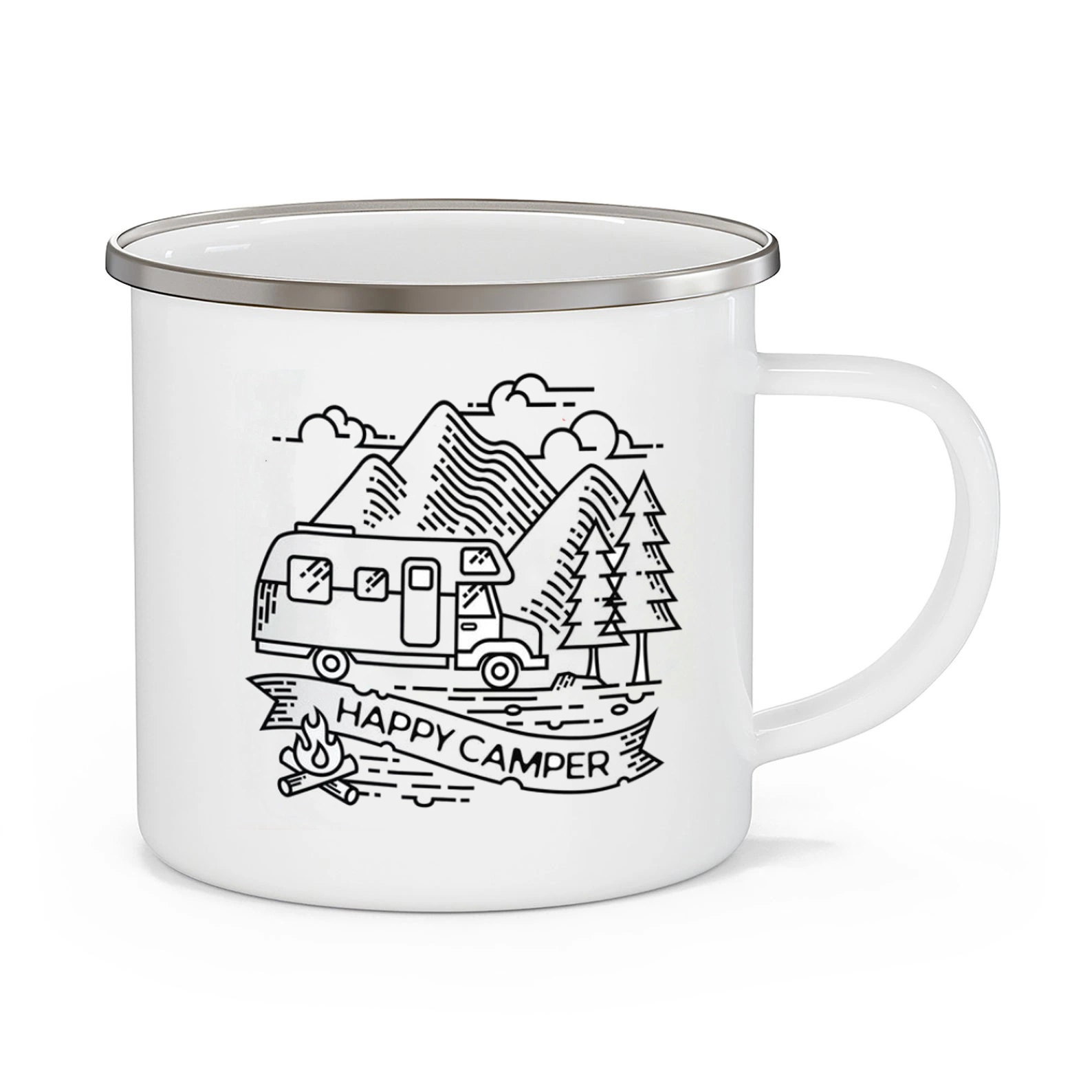 White 12oz mug sublimation personnalisé de l'émail tasse à café tasse émail