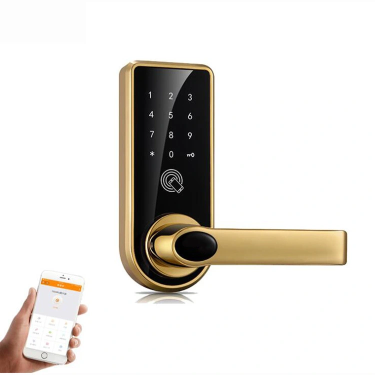 APP Bluetooth Deadbolt Wooden Digital Key Smart Door Lock