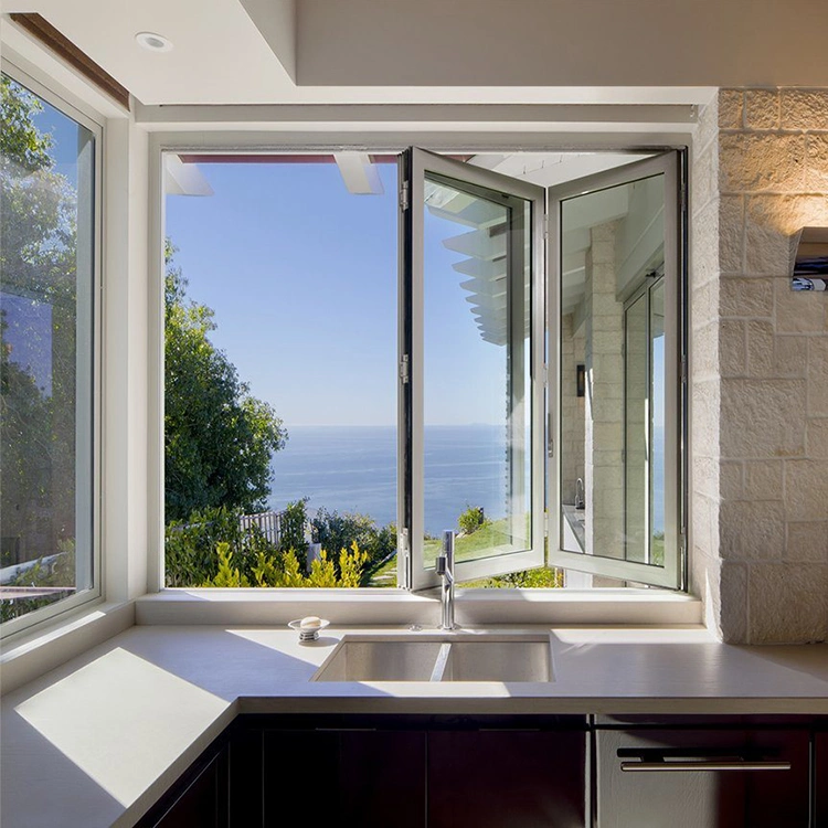 House Living Room Aluminium Glass Horizontal Bi-Fold Folding Window Design Kitchen Screen Windows