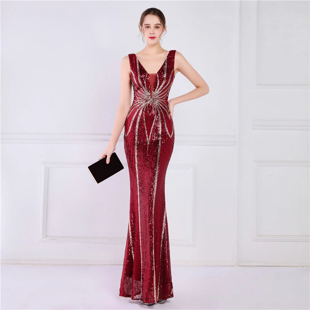 Wedding Dress OEM High quality/High cost performance  Evening Party Prom Women Dress Lady Sequin Gown