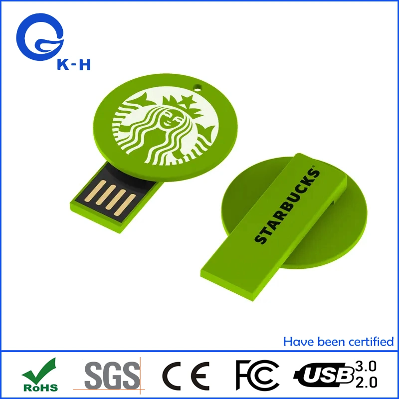 Round Card Plastic USB 2 Flash 16GB U Disk 8GB 4GB 2GB