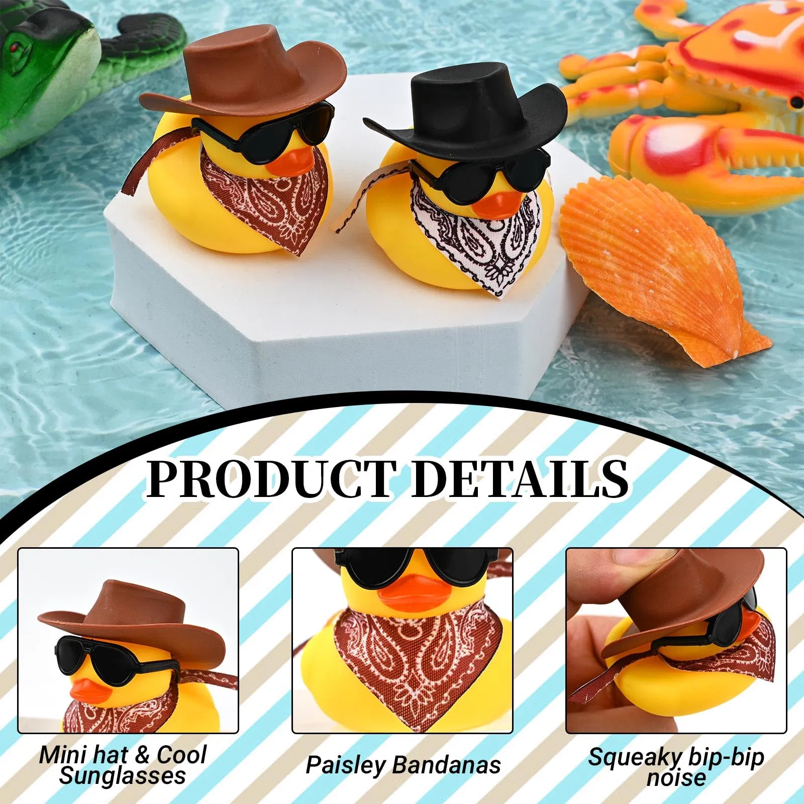 Hot Sale Cowboy Rubber Duck Including Mini Yellow Duckies Scarf Hat Toy