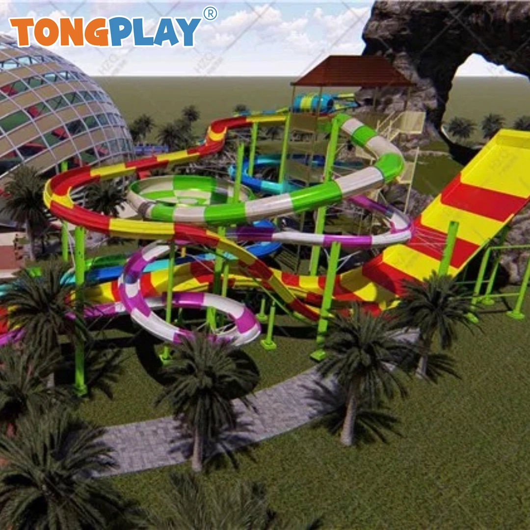 Tongplay Water Slide Parent-Child Hill Side Combination Swimming Pool Fiberglass Slide Equipment