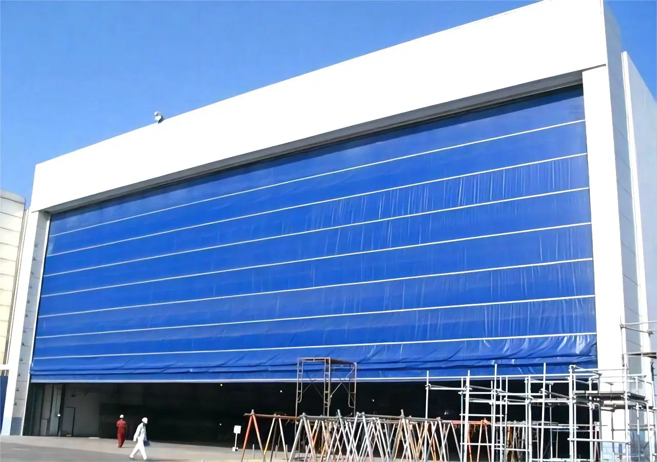 PVC Curtain Folding up Motorized Civil Airplane Automatic PVC Fabric Mega Hangar Door