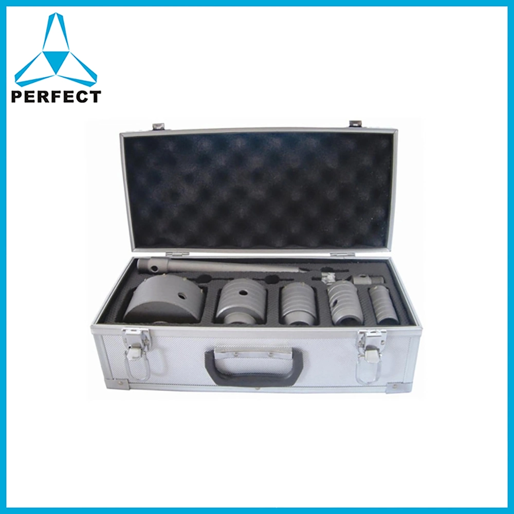 10PCS Hollow Concrete Hole Saw Tct Core Drill Bit Set in Aluminum Box for Concrete Wall Brick Block