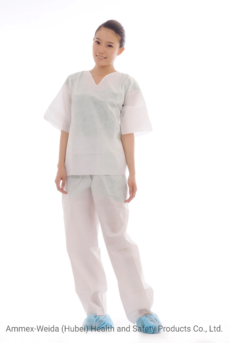 Disposable Scrub Suit with Shirt and Pants/SMS Material Disposable Shirt and Pants