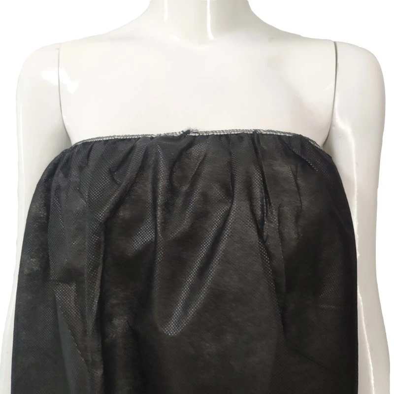 SPA Massage Gown PP Non Woven Disposable Black Shower Bathrobe Bath Dress Strapless Used for Hotel Hairdressing