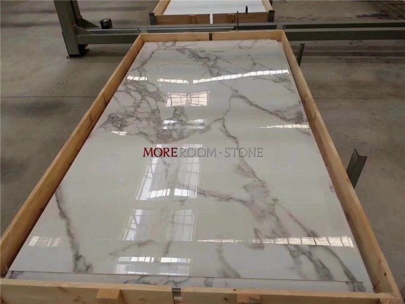 Bookmatched White Marble Glazed Super Smooth Glazed Porcelain Large Format Floor Porcelain Ceramic Tile Sintered Stone for Home Decoration