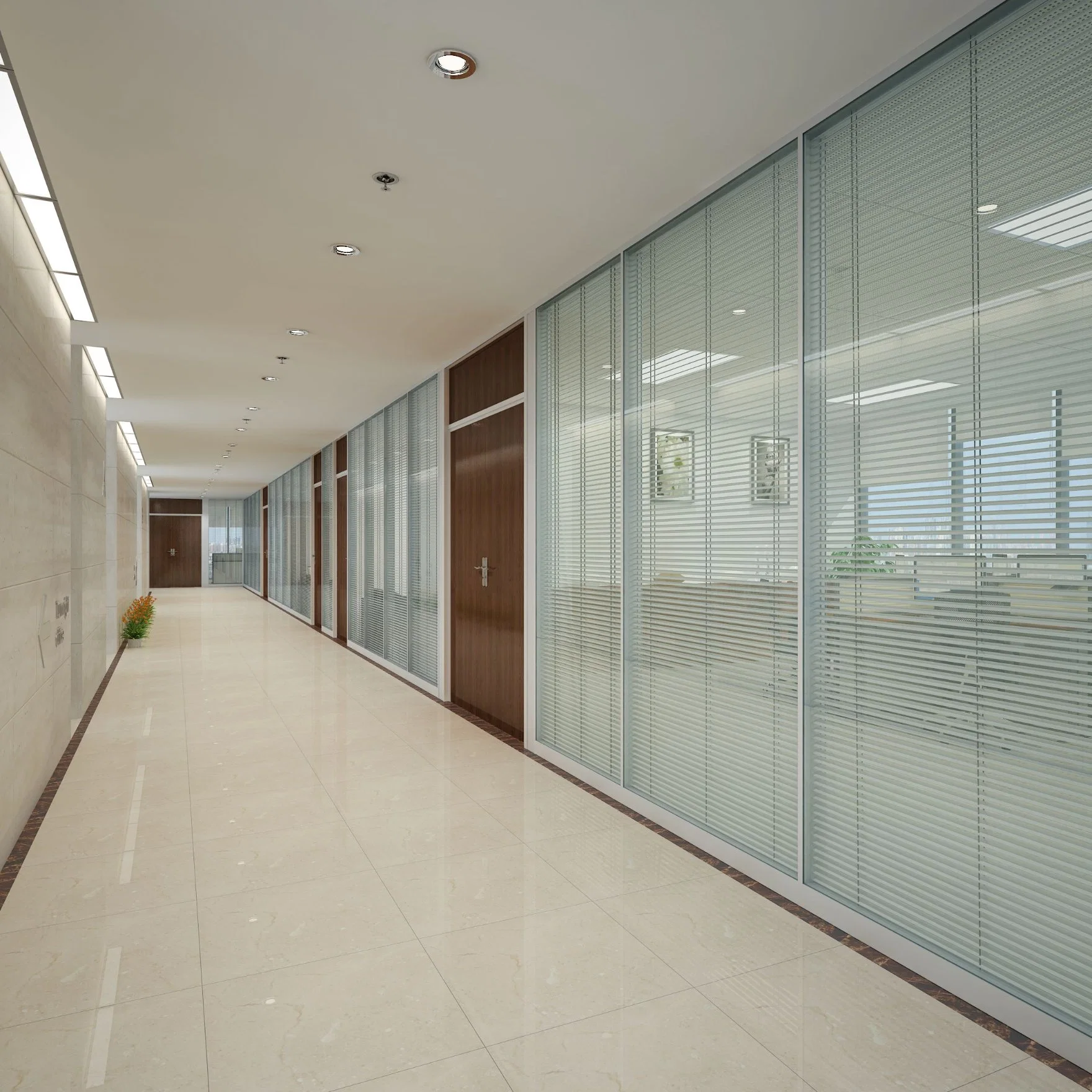 Shaneok Office Decoration Partition Glass Wall with Single or Double Glass with Blinds Aluminium Alloy Building Material