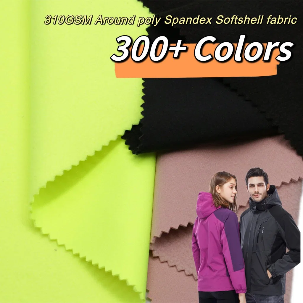 (300+colors) Polyester Spandex 3 Layer Breathable Waterproof Laminated Fleece Softshell Fabric for Outdoor Jacket