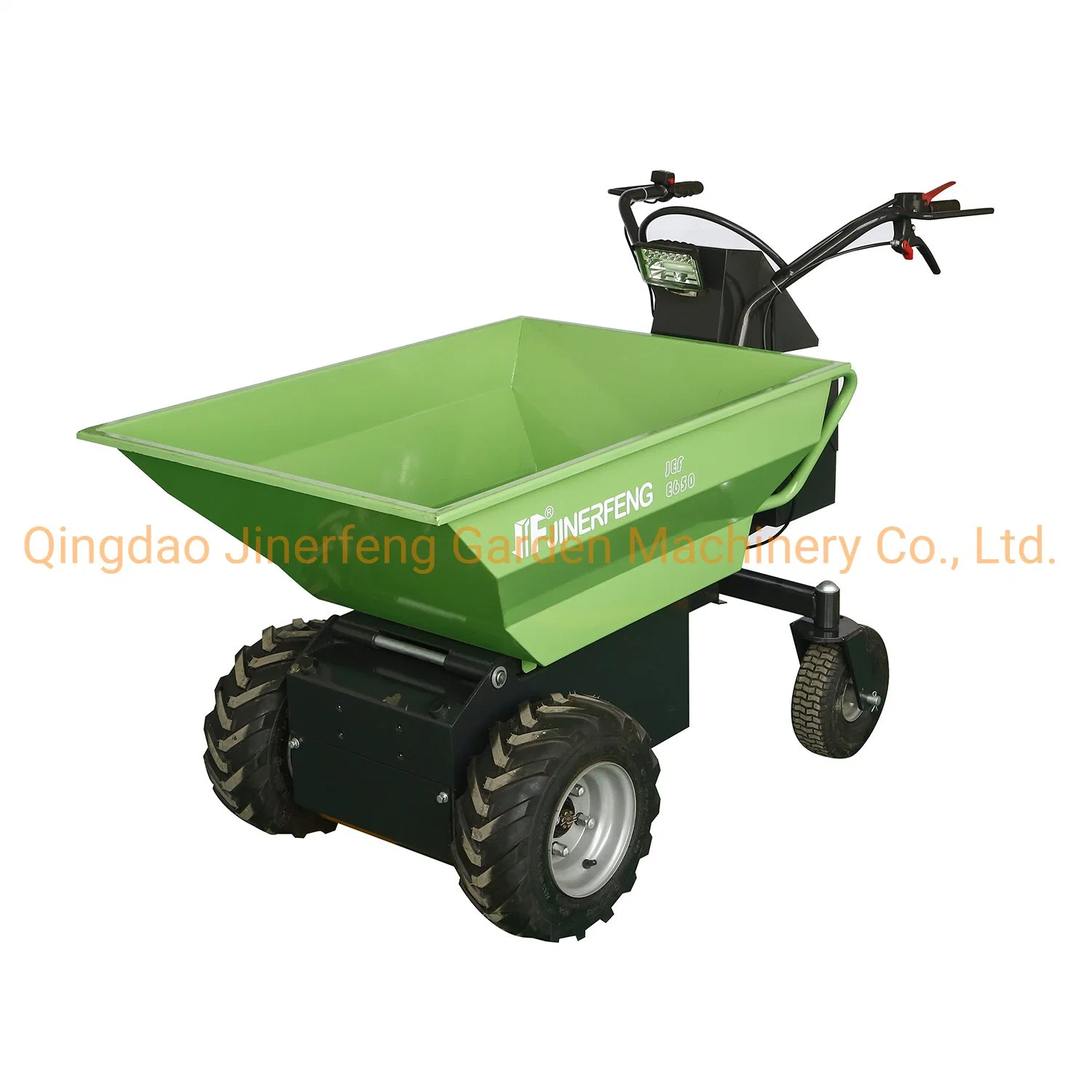 Chariot électrique à roue mini chargeuse Power Barrow Dumper avec basculement hydraulique, charge lourde de 500 kg, chariot de transporteur.