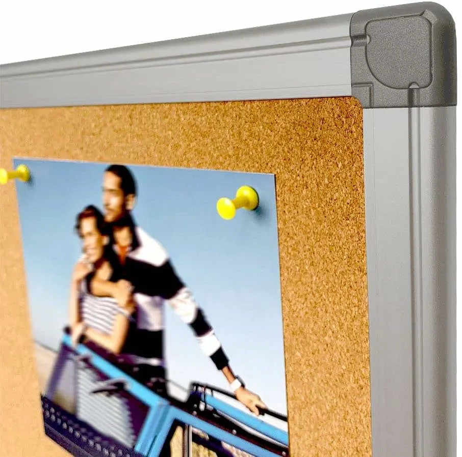 Cork Bulletin Notice Board for Homes or Offices with Silver Aluminum Frame