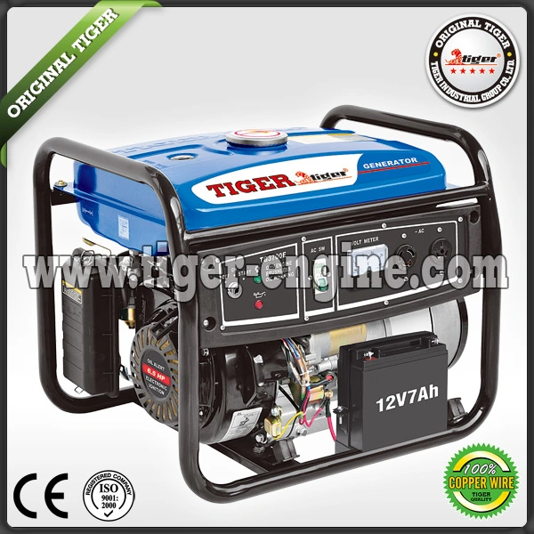 Tiger Tg Series Tg3700e 100% Copper Wire Gasoline/Petrol Generator Set 2.0kw- 2.5kw Forced Air Cooled 4 Stroke Ohv Electric Start, Non-Contact Transistorized