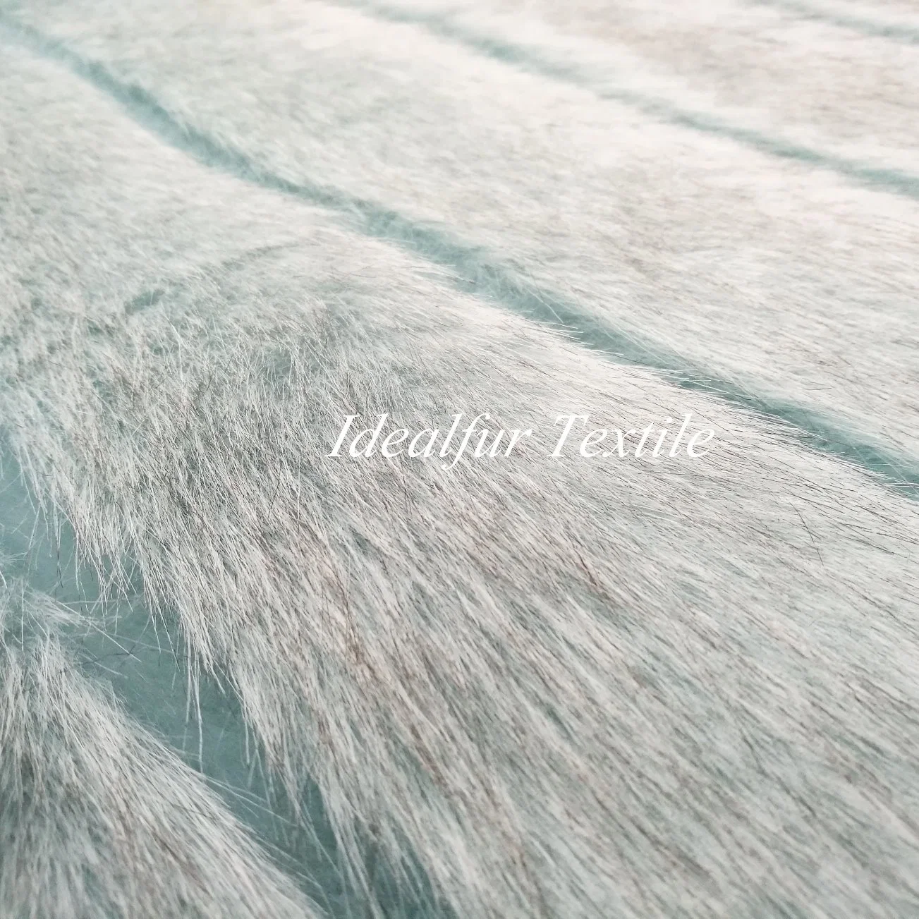 Light Blue Strip Shearing Long Pile Fake Fur