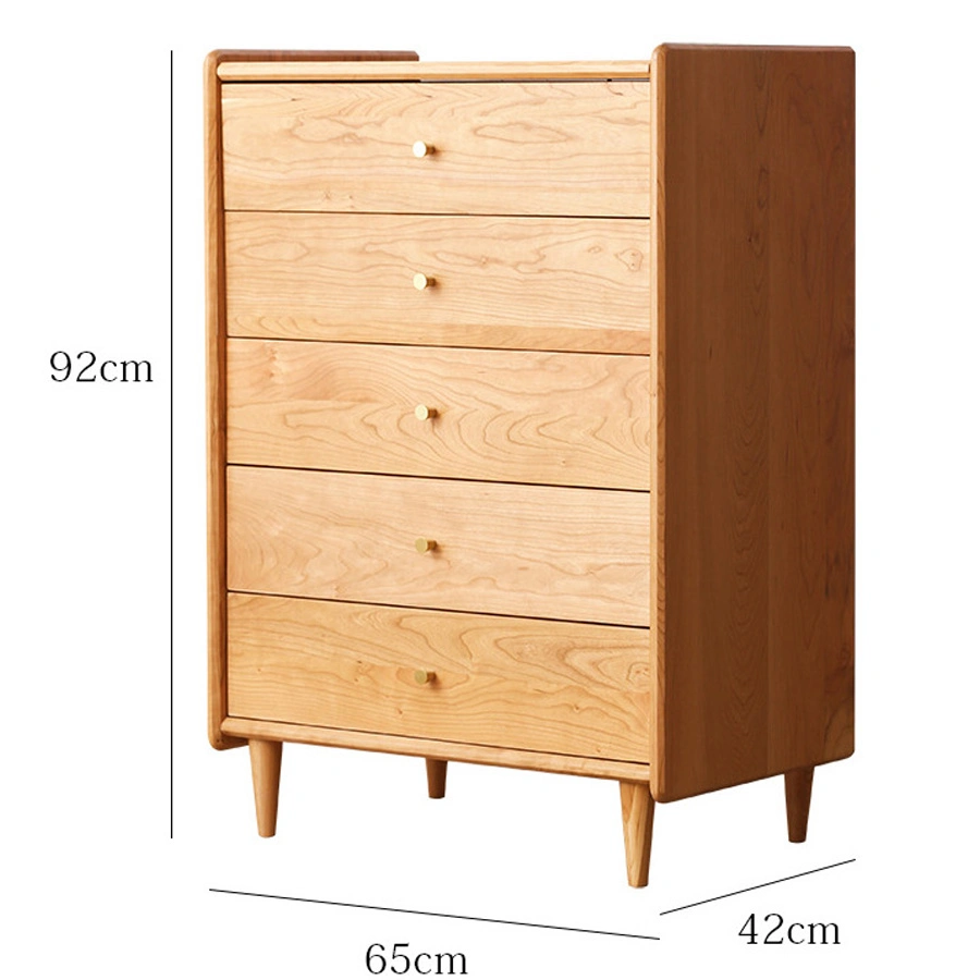 Five Chest of Drawers Made of Solid Cherry Wood as Bedroom Storage Cabinet Furniture