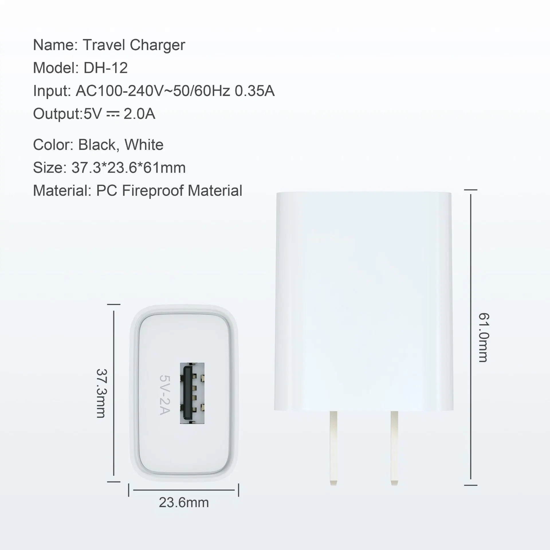 الهاتف المحمول شحن الهاتف المحمول 10 واط شاحن منفذ USB 5V2a 2000 مللي أمبير محوّل الطاقة