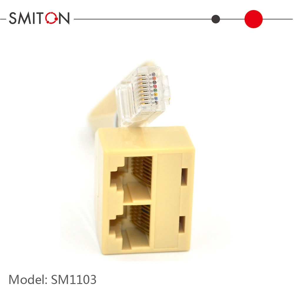 El 1 de RJ45 Macho a 2 Hembra Adaptador Ethernet Conversor de divisor de cable de extensión